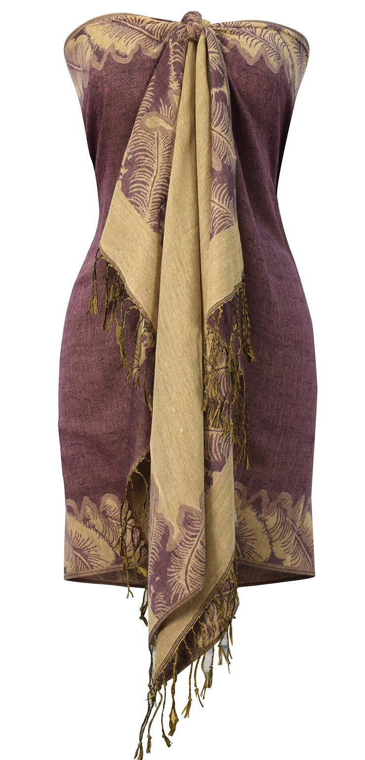 veritasfinancialgrp Women's Ravishing Reversible Jacquard Paisley Shawl Wrap Pashmina