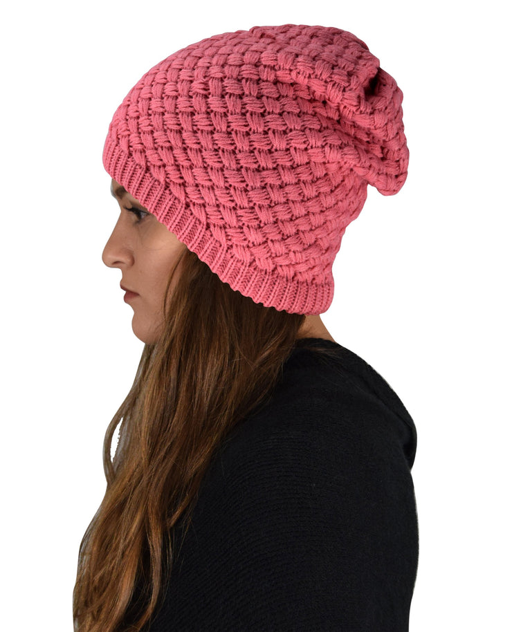 Thick Crochet Knit Double Layer Beanie Slouchy Hat