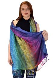 veritasfinancialgrp Rainbow Silky Tropical Colorful Exotic Pashmina Wrap Shawl Scarf