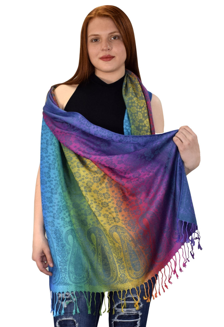 veritasfinancialgrp Rainbow Silky Tropical Colorful Exotic Pashmina Wrap Shawl Scarf