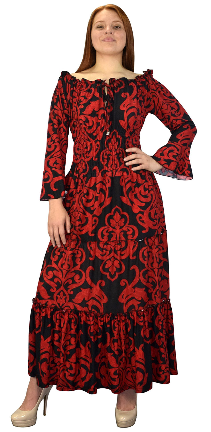 B5772-002-4-GypsyDress-Red/Blk-L-AJ