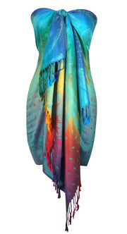veritasfinancialgrp Rainbow Silky Tropical Colorful Exotic Pashmina Wrap Shawl Scarf