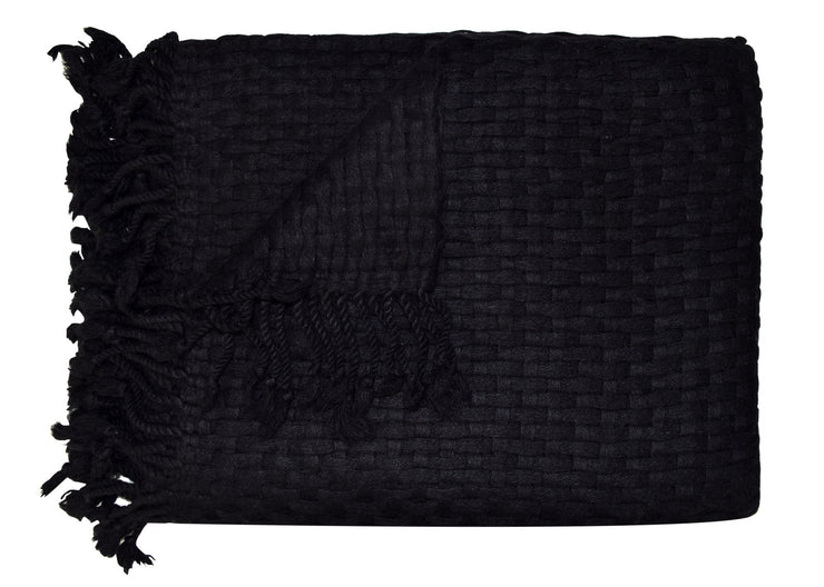 veritasfinancialgrp Home Collection Luxurious Look and Feel Basketweave Authentic Cashmere Throw with Tassels 50 x 60 in