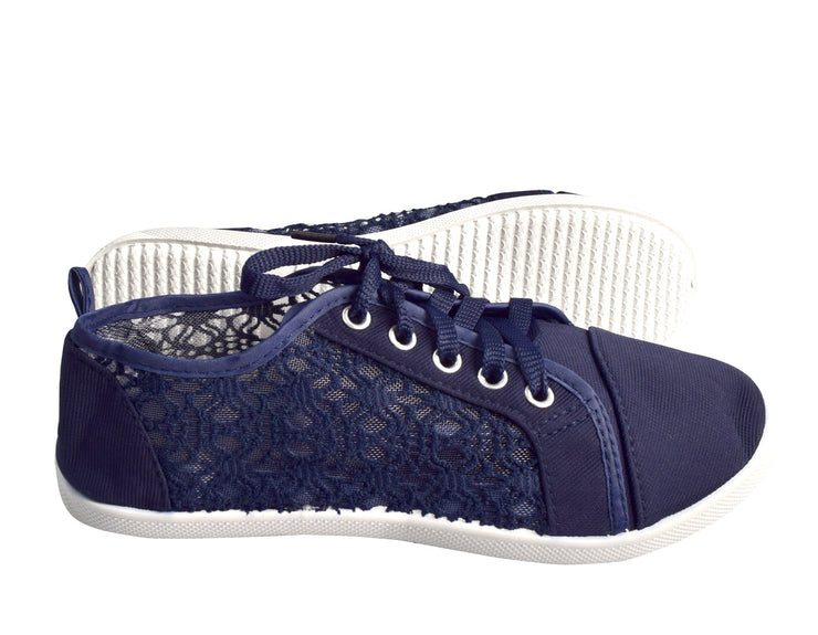 Women's Athletic Casual Ballet Sneakers Lace Up Canvas Denim Shoes