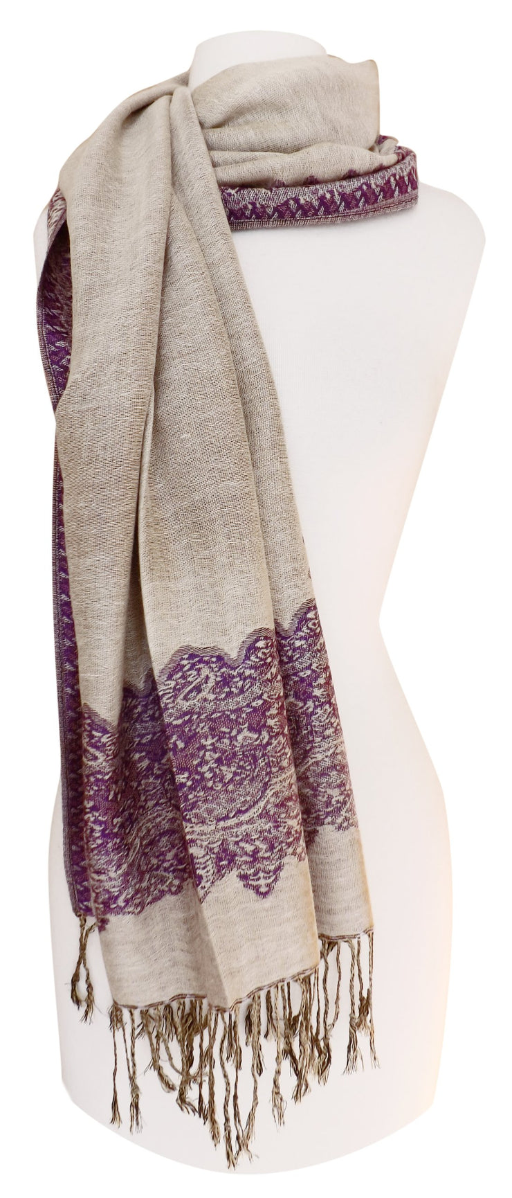 Silky Soft Reversible Paisley Pashmina Braided Fringe