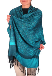 veritasfinancialgrp Elegant Vintage Two Color Jacquard Paisley Pashmina Shawl Wrap