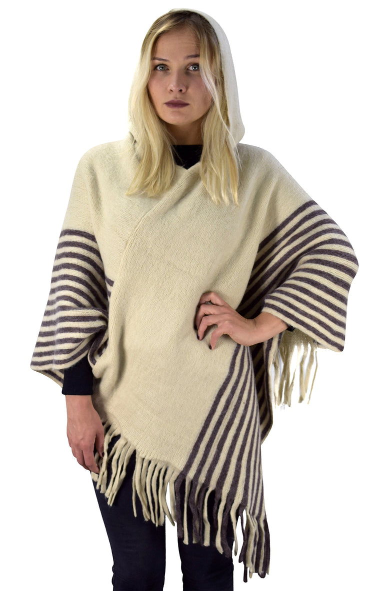 Women's Snug and Warm Crochet Hooded Fringe Wrap Shawl Poncho