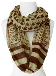 Light Tribal and Striped Houndstooth Sheer Infinity Loop Scarf