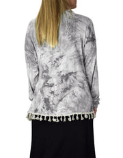 Tie Dyed Cascading Drape Asymmetric Hem Open Front Cardigan Top