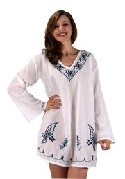 Oversized Cotton Embroidered Cover-up Beachwear Tunic