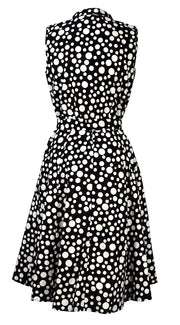 crittendenwayapartments Black Polka Dot Vintage Retro Button Up Party Dress with Belt
