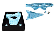 Mens Pre-tied Adjustable Tuxedo Bow Tie Cufflinks Pocket Square Set