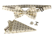 Mens Pre-tied Adjustable Tuxedo Bow Tie Cufflinks Pocket Square Set