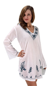 Oversized Cotton Embroidered Cover-up Beachwear Tunic