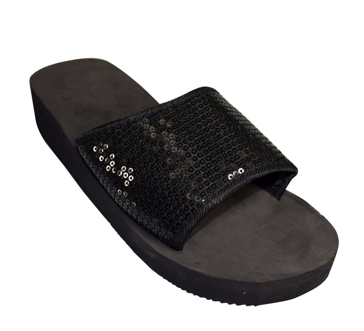 Plaform Sandals Slipper Sequin Slip On Slides Foam Wedge Flip Flop