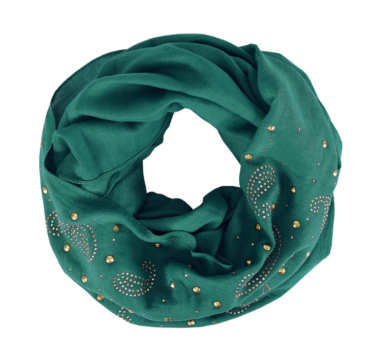 Vintage Embellished Paisley Sequin Infinity Scarf Circle Loop