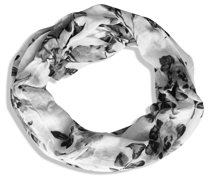 Womens Soft Vintage Floral Print Sheer Infinity Loop Circle Scarf