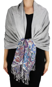 veritasfinancialgrp Exclusive Paisley Floral Border Reversible Pashmina Wrap Shawl