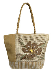 Floral Jute Handbags Multipurpose Shoulder Bags Purse