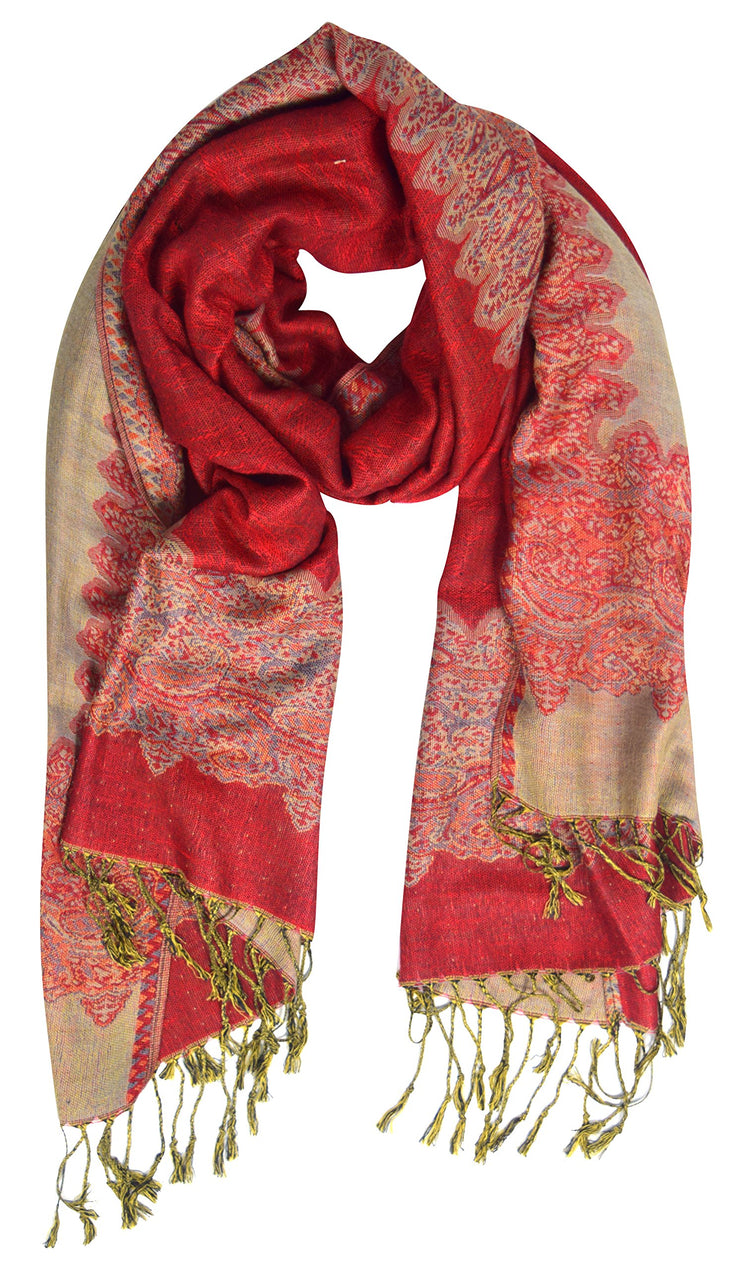 Silky Soft Reversible Paisley Pashmina Braided Fringe