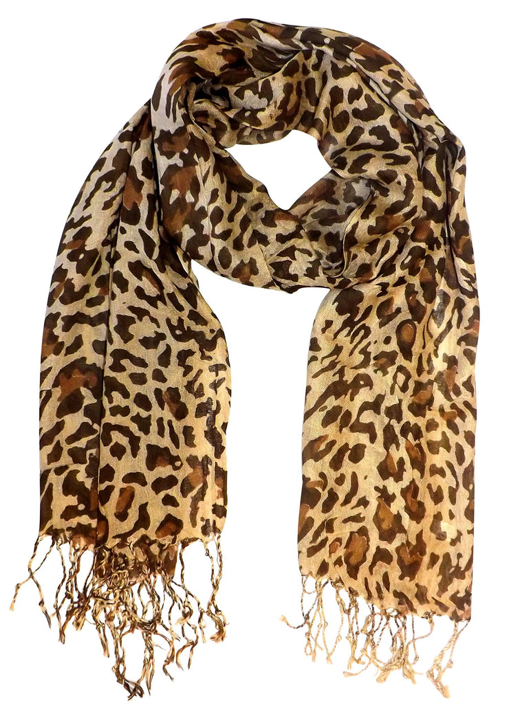 Gold veritasfinancialgrp Beautiful Soft and Silky Leopard Print Pashmina Shawl Scarves