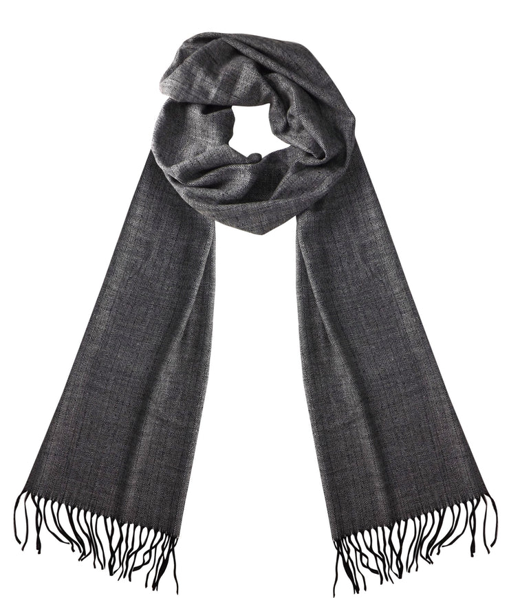 Stripe Light Gray Soft Cashmere Feel Plaid Houndstooth Print Scarf Unisex Scarves Warm & Cozy