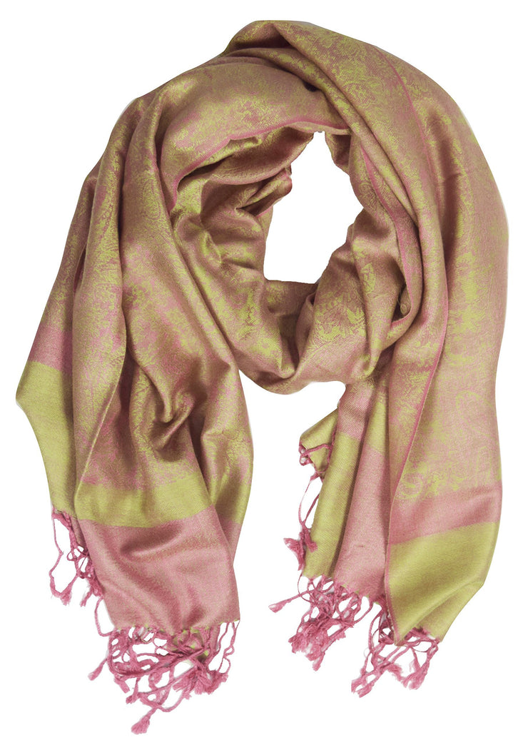 Pink/Baby Green veritasfinancialgrp Elegant Vintage Jacquard Paisley Feel Shawl Wrap Scarf