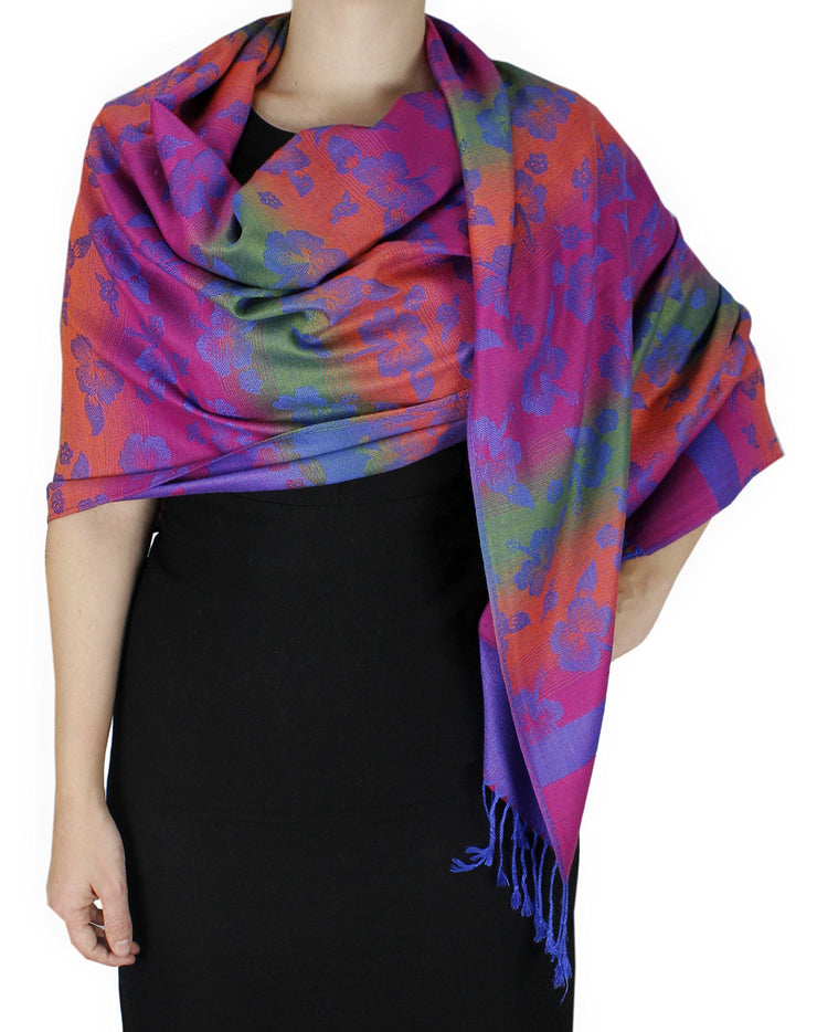 veritasfinancialgrp Rainbow Silky Tropical Colorful Exotic Pashmina Wrap Shawl Scarf