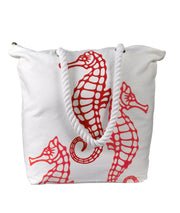 Premium Cotton Canvas Beach Handbags Nautical Seahorse Design Bag