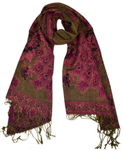 Peacock Reversible Floral Shimmer Layered Pashmina Wrap Shawl Scarf