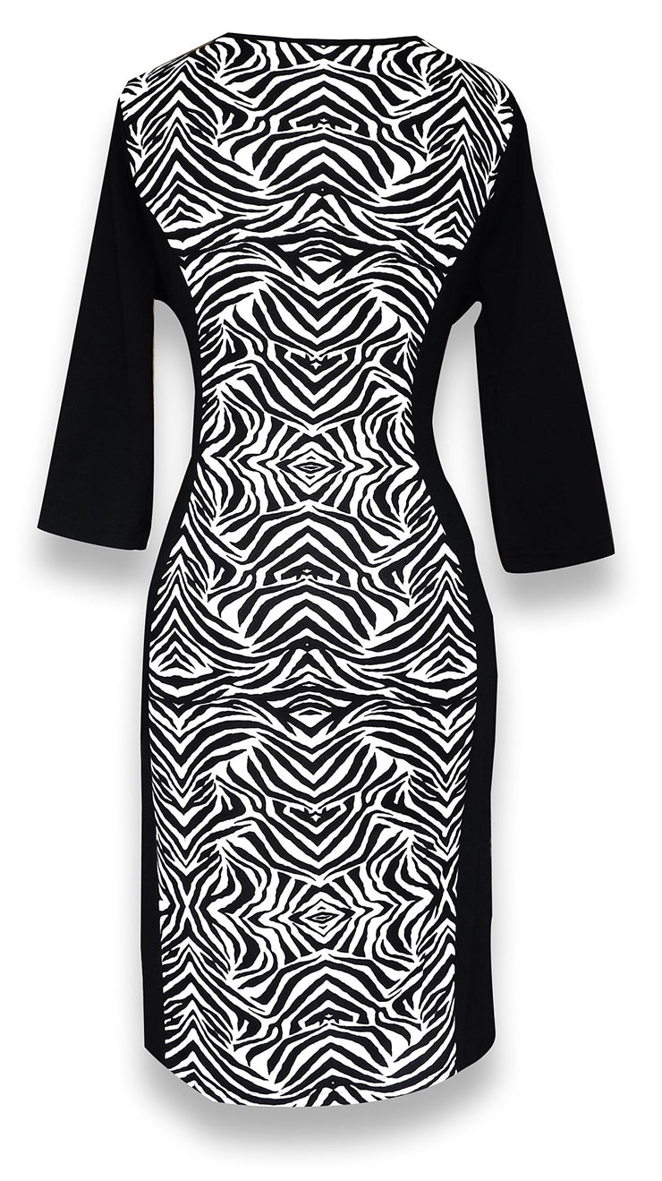 veritasfinancialgrp 3/4 Sleeves Chic Printed Work Business Party Sheath Slimming Dress