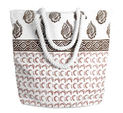 Rope Accent Handle Cotton Canvas Tote Bag Handbags Shoulder Bags