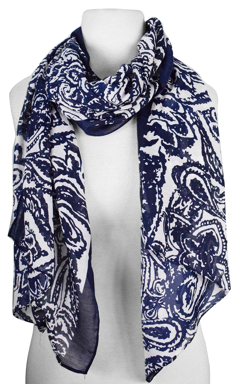 Lightweight Damask Paisley Scarves Summer Shawls Sheer Wraps