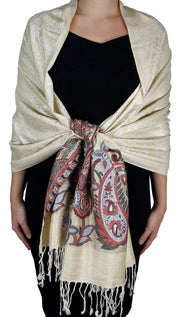 veritasfinancialgrp Exclusive Paisley Floral Border Reversible Pashmina Wrap Shawl