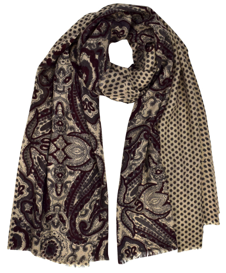 B5543-RS103-Scarf-Taupe/Maroon-AJ