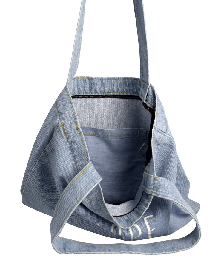 veritasfinancialgrp Denim Reusable Cotton Canvas Zipper Tote Laptop Beach Handbags Womens Mens Shoulder Bags