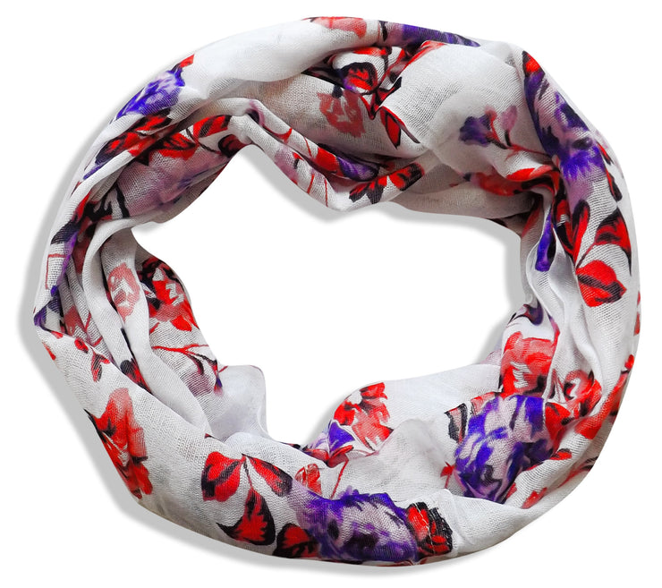 Womens Soft Vintage Floral Print Sheer Infinity Loop Circle Scarf