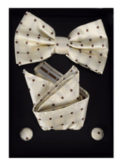 Mens Pre-tied Adjustable Tuxedo Bow Tie Cufflinks Pocket Square Set