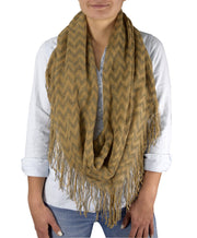 Stunning Winter Chevron Zig Zag Design Fringe Infinity Loop Scarf