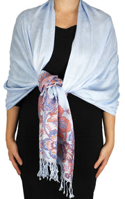 veritasfinancialgrp Exclusive Paisley Floral Border Reversible Pashmina Wrap Shawl