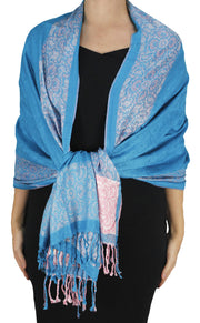 veritasfinancialgrp Exclusive Paisley Floral Border Reversible Pashmina Wrap Shawl