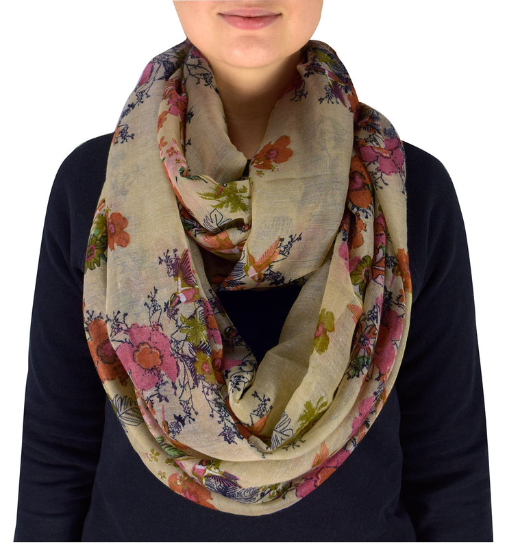 veritasfinancialgrp Paint The Town Red Cherry Blossom Floral Print Infinity loop Scarves