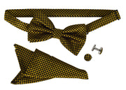 Mens Pre-tied Adjustable Tuxedo Bow Tie Cufflinks Pocket Square Set