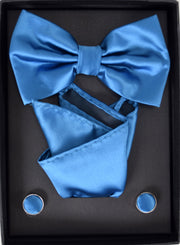 Mens Pre-tied Adjustable Tuxedo Bow Tie Cufflinks Pocket Square Set