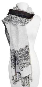 Ravishing Reversible Jacquard Paisley Pashmina Shawl Wrap for Women