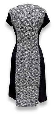 crittendenwayapartments Elegant Black and Multi Print Short Sleeve Loose Mini Shift Dress