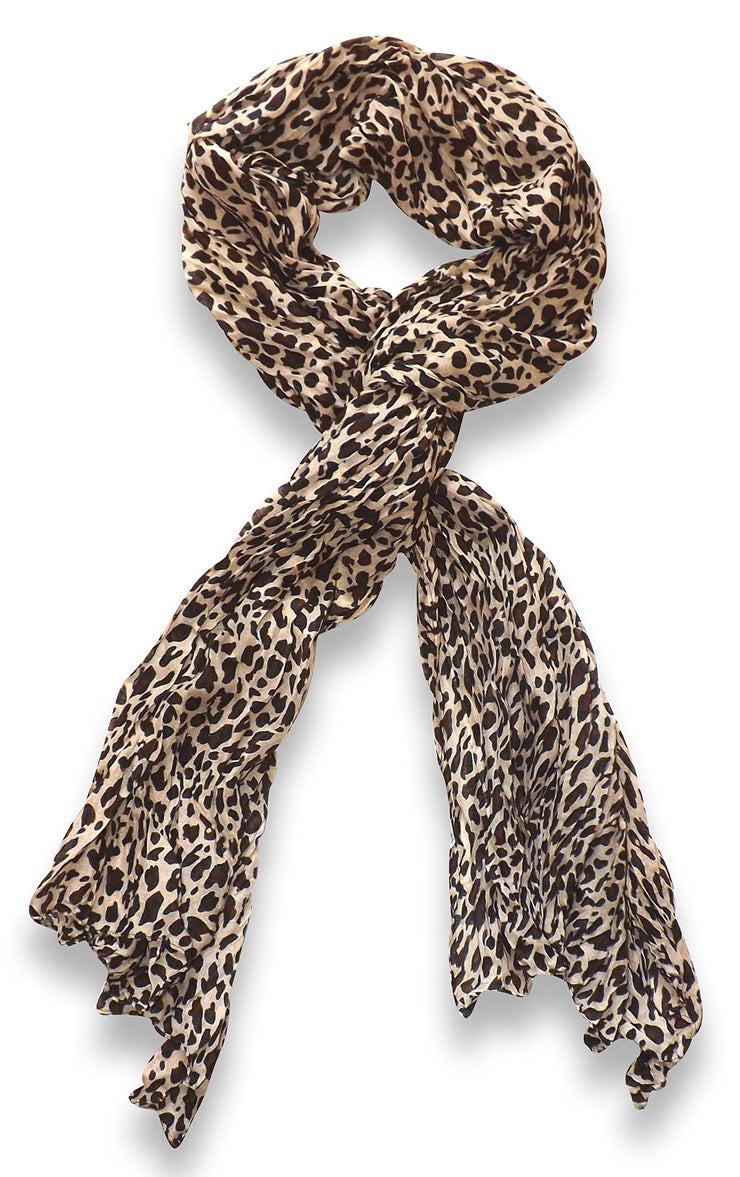 veritasfinancialgrp Trendy Women's Leopard Animal Print Crinkle Scarf wrap