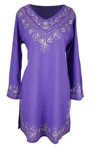 A9543-Leaf-Emb-Tunic-Dress-PurpG-M-RK