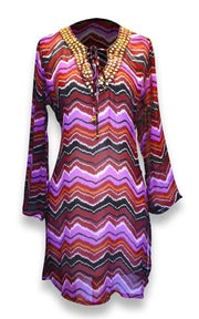 crittendenwayapartments Bohemian Summer Tunic Beach Cover Up Dress with Embellished Neckline