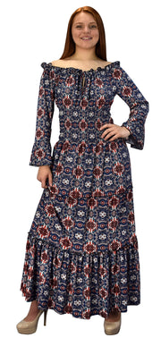 B5763-002-2-GypsyDress-Navy/Rd/Blu-M-AJ